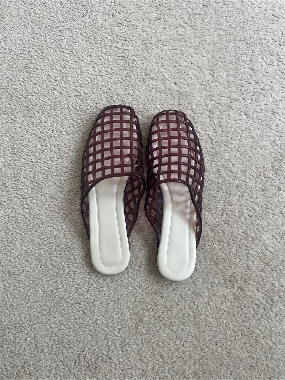 Woven Burgundy Slip-On Jelly Mules - Picture 4 of 5